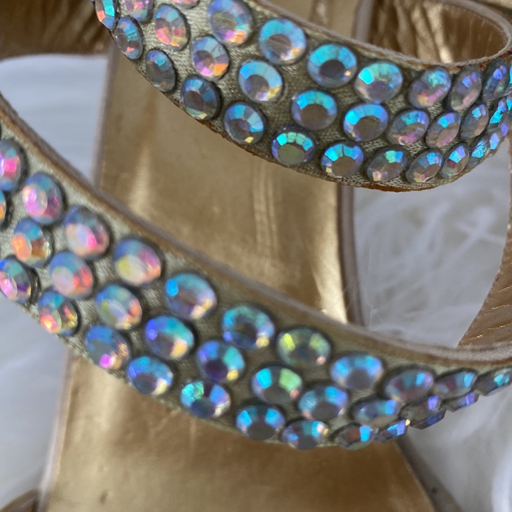 💖Colin Stuart Aurora Borealis Crystal Gold Heels Sandals